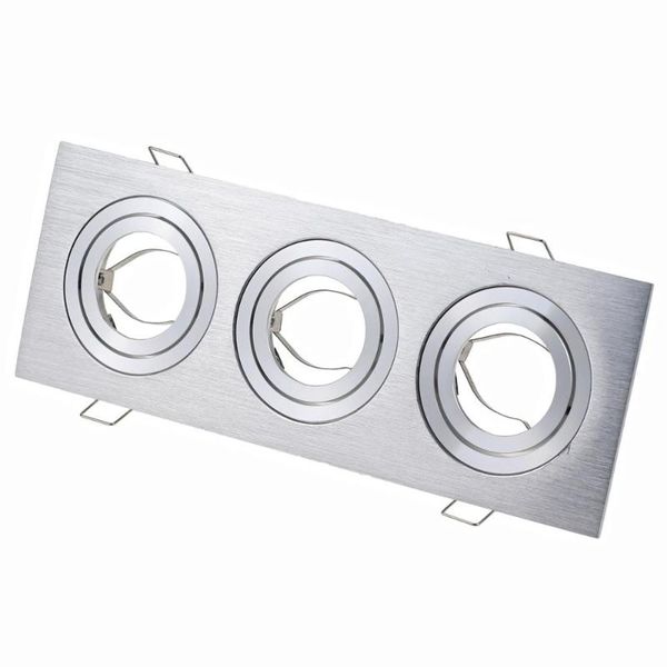 

2pcs square silver three heads led spot gu10 mr16 downlight fixture bracket for spot light holder frame rotatable for led light
