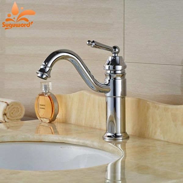 

bathroom sink faucets modern brass chorme finish basin faucet one hole single handle mixer swivel spout