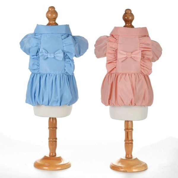 

cotton dog dress with bow knot dog clothes pet dogs girls warm two-leg costume dresses for autumn winter clothes