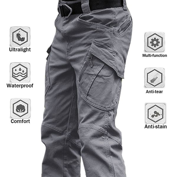 Pantaloni tattici militari da città 6XL Pantaloni da combattimento elastici SWAT da combattimento Molte tasche Pantaloni cargo casual resistenti all'usura impermeabili da uomo 211112