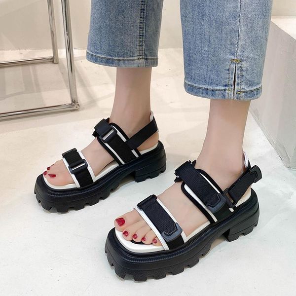 

dress shoes woman fashion non-slip beach sandalias mujer dropshi mix color high platform sandals women thick bottom comfortable summer, Black