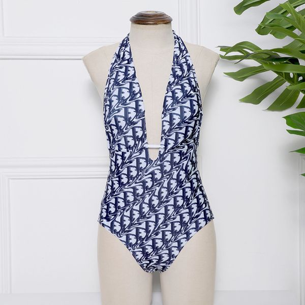 

new fashion brand swimsuit for women's open back triangle one piece letter printed d-home swimsuit0, White;black