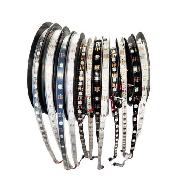 

ws2812b smart rgb led strip ws2812 individually addressable led light 60 leds black/white pcb waterproof ip30/65/67 dc5v