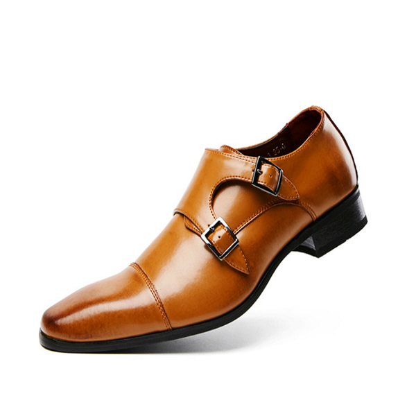 

dress shoes men's single shoes, fashion brogue business classic leather suit, Black