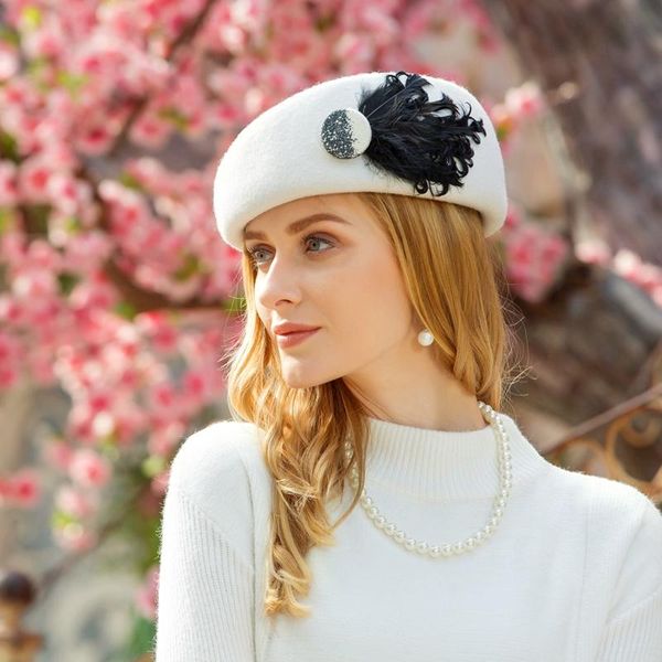 

stingy brim hats arrival female winter hat fashion woolen cap girls sweet lovely wool with party b-7807, Blue;gray