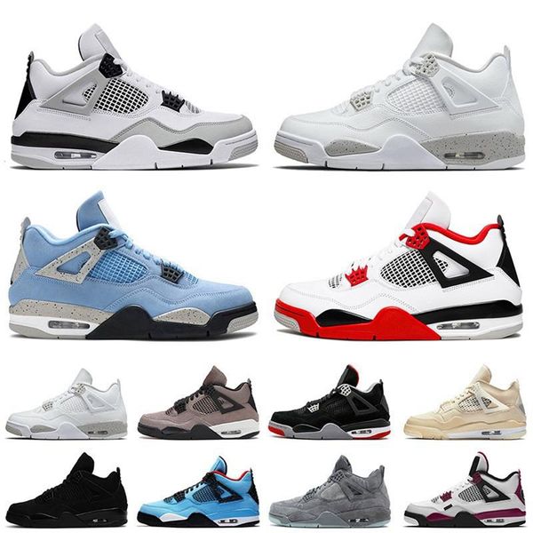 

4 4s mens basketball shoes red thunder university blue lightning undefeated white oreo metallic purple black cat sneakers trainers dhl68