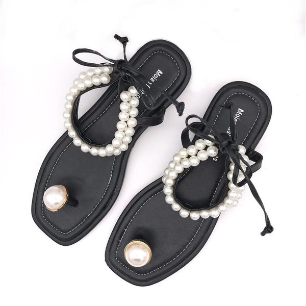 

deat 2021 new spring summer fashion casual pearl clip toe solid color flat shallow slippers shoes women sh908, Black