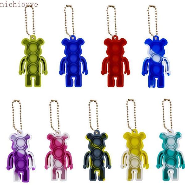 

dhl ship toy fidget sensory bubble autism special needs anxiety stress reliever for office colorful wooden bear pendant key ring