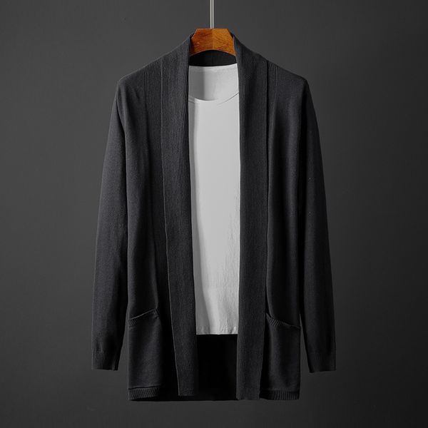 

sweater knit 2021 autumn ted cardigan men's jacket casual jacquard stand collar, White;black