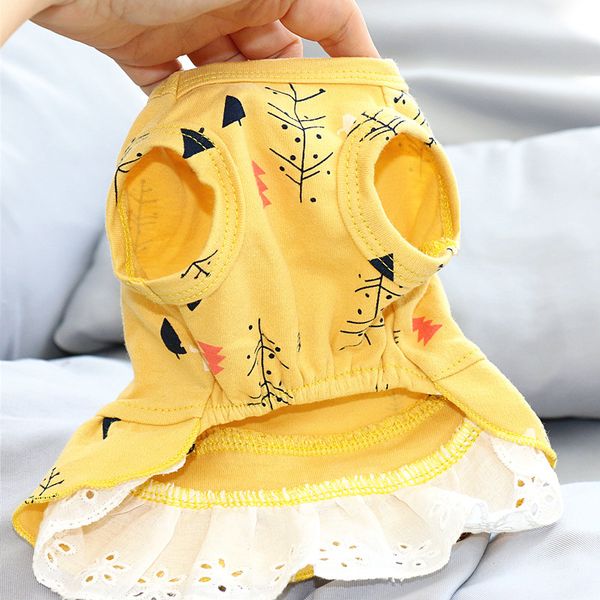 

summer thin dog princs skirt teddy bear chardonnay small pet cloth price