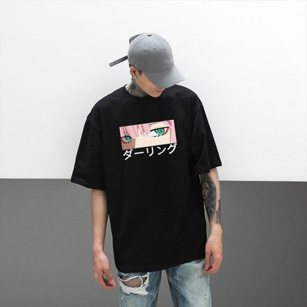 

darling in the franxx anime mens t shirts harajuku zero two beautiful girls ulzzang men loose summer vintage chic, White;black