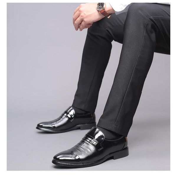 

dress shoes 2021 wedding suit formal men loafers slip on business oxford leather, Black