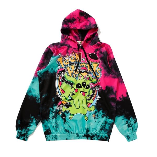 

digital printing 3d autumn and winter new harajuku hooded sweater loose long sleeve three eye monster women's sweater wy1442, Black