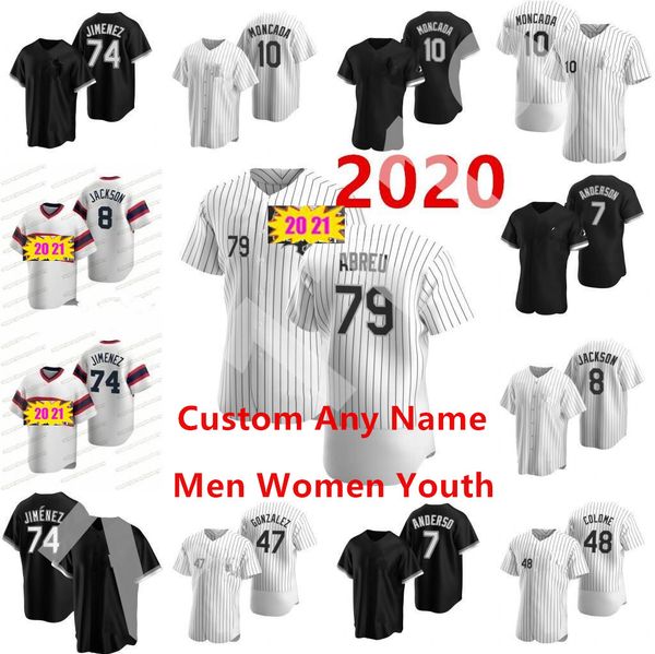 

2020 new michael custom tim anderson baseball jersey bo jackson eloy jimenez yoan moncada frank thomas jose abreu carlton fisk todd frazier, Blue;black