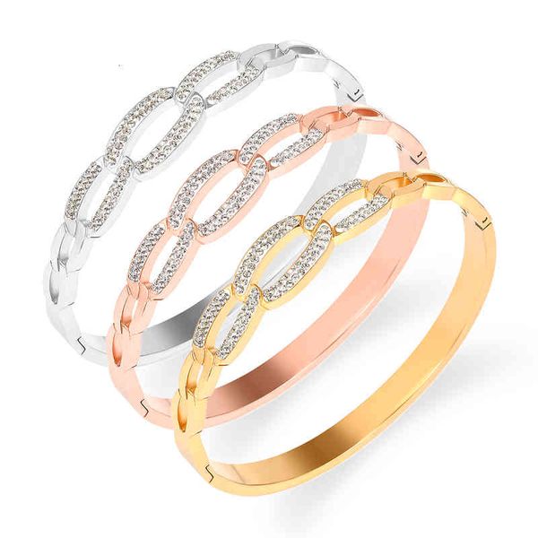 

fysara luxury cz crystals hollow cross bracelets bangles stainless steel bangle for women men fashion cuff bracelet jewelry gift, Golden;silver