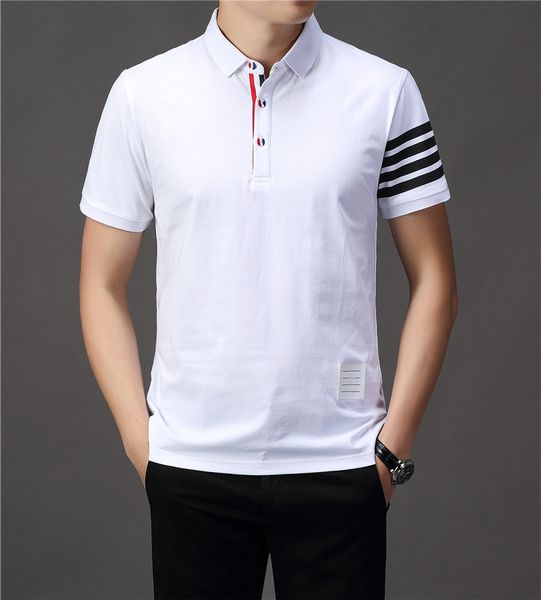 

2021 summer casual mans t shirt mens polos embroidery breathable 100%cotton comfortable man shirts m-3xl#23, White;black