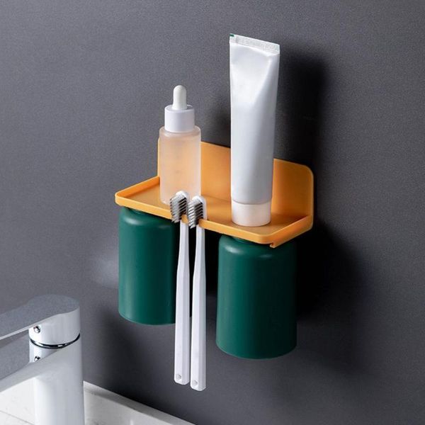 

toothbrush holders punching wall hanging toothpaste cup holder bathroom