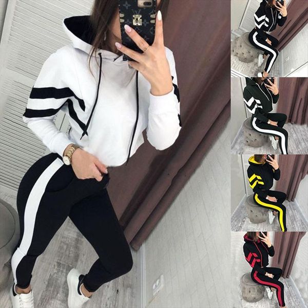 

spring sporty crop two women tracksuits piece set autumn long sleeve tracksuit hoodies sweatshirt and pants outfits, Gray