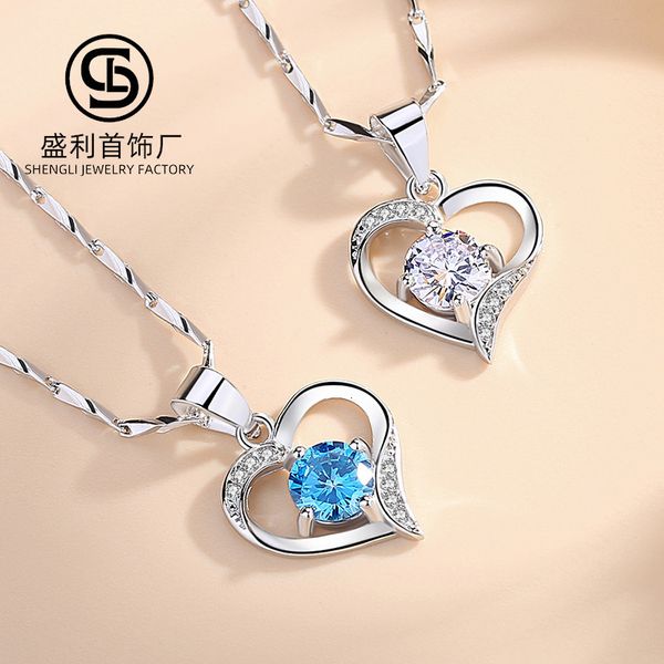 

jewelry highly quality women party wedding lovers gifts999 full silver necklace, female heart-shaped pendant, clavicle chain, fashionable an