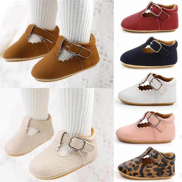 

infant baby girl crib shoes princess shoes solid color mary jane pu leather soft non-slip footwear