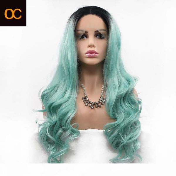 

oc932 japanese silk chemical fiber wig front lace hood female long curly hair colour personalized customization dhl ing, Black