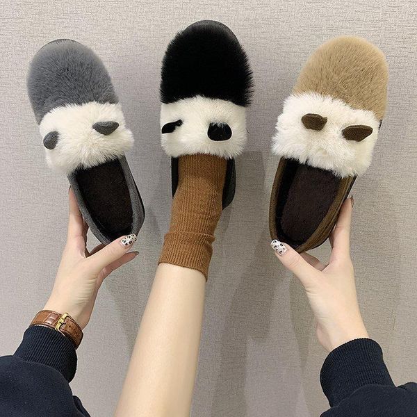 

women's shoes platform loafers fur casual female sneakers slip-on autumn round toe shallow mouth clogs comfortable moccasin new, Black
