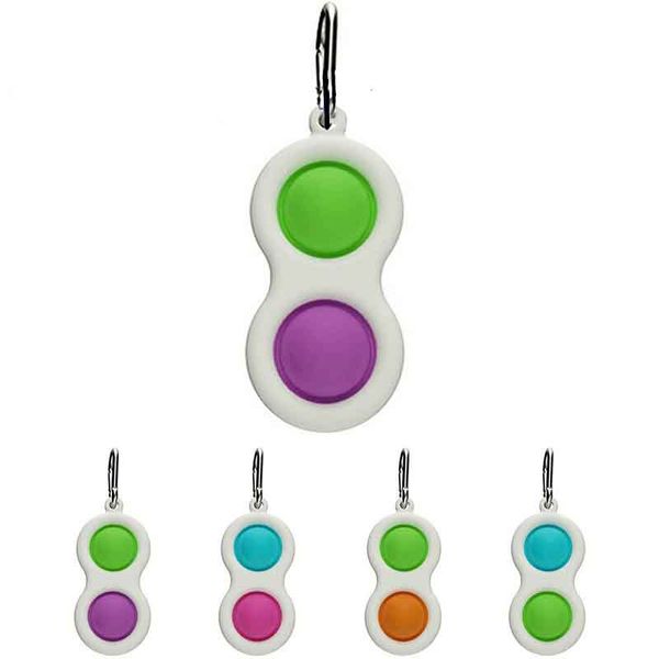 

2021 rodent pioneer keychain decompression toy mini keychain pendant rainbow camouflage heart-shaped finger bubble music sale