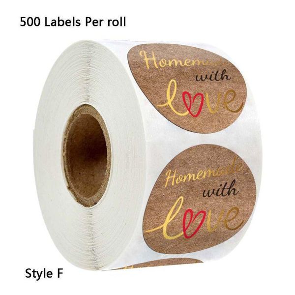 

gift wrap 500pcs homemade with love kraft stickers gold foil round labels for small shop e7cb
