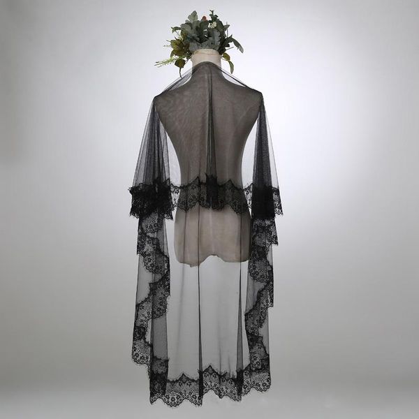 

bridal veils long wedding veil appliqued edge black 1.5/2/3m velo novia catedral veu de noiva longo ivory vail