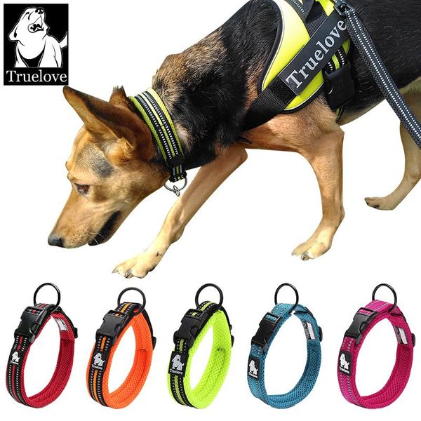

truelove adjustable mesh padded pet dog collar 3m reflective nylon dog collar durable heavy duty for all breed all weather