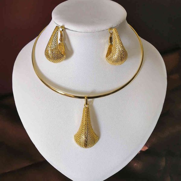 

jewelry sets new design ltaly set for women geometric round necklace dangle choker earrings party, Black