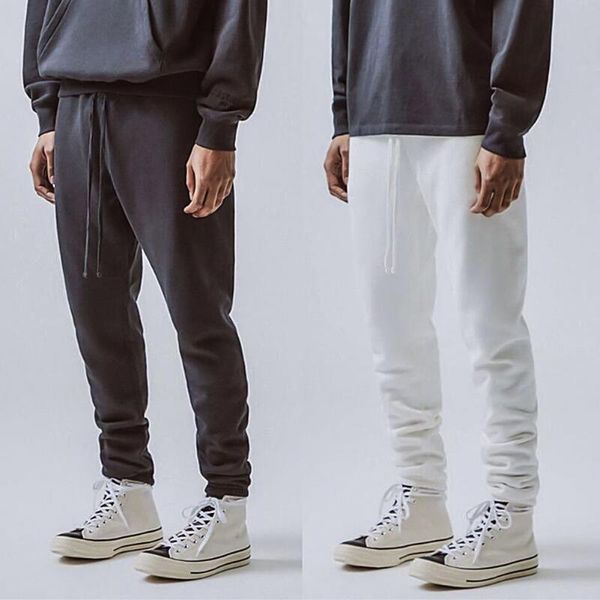 

men women autumn solid color drawstring ankle tied loose casual pants trousers, Black