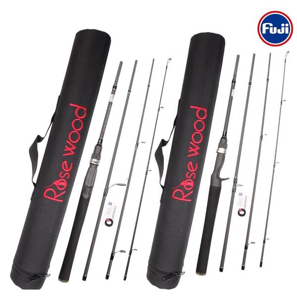 

rosewood fuji fishing rod 4 pieces travel protable high carbon casting spinning rods pole with jllcaf outbag2007