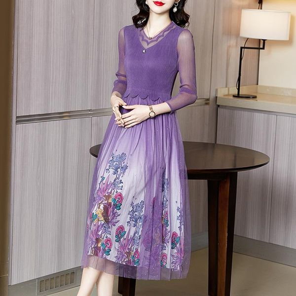 

casual dresses 2021 women dress style v-neck 3/4 sleeve pleated, Black;gray