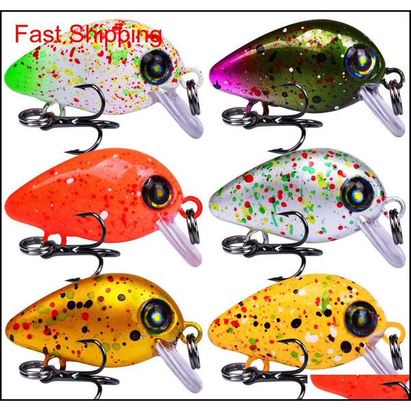 

1pc 6 color mixed 30 mm 2.5 g crank plastic hard baits & lures 12# hook fishing hooks pesca fishing tackle jllkmt yyysports