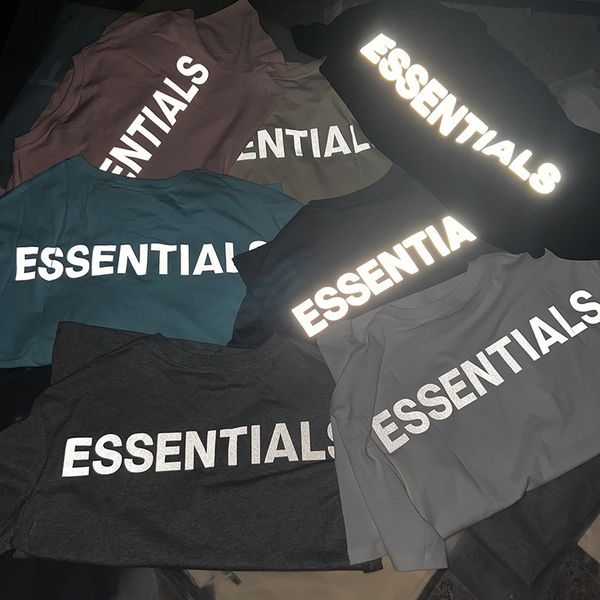 

2021 new oversized reflective fog essentials t shirt women kanye west tees hiphop streetwear men cotton casual tshirt vrtl, White;black