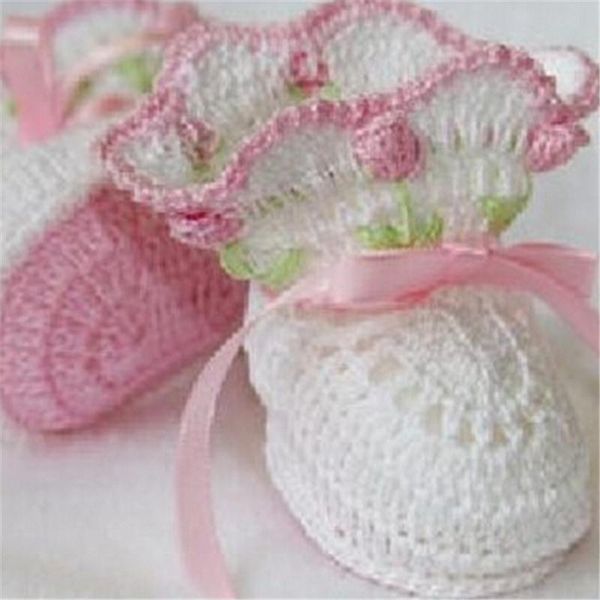 

first walkers purely manual knitting baby shoes big petal design ribbon born soft cotton yarn crochet boot