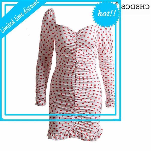 

dot v-neck black red white women long mouwen party mini jurk vestidos femininos plus size juries