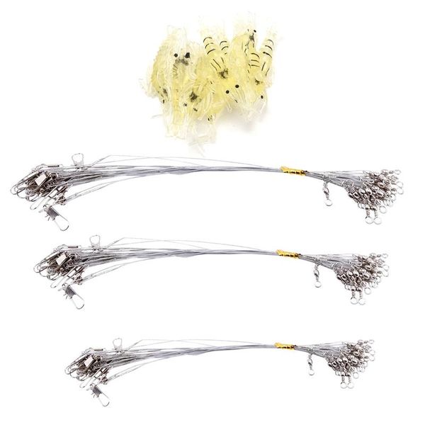 

10pcs artificial fishing lure bionic shrimp soft bait & 1 set wire tooth proof stainless steel with swivels snap kits