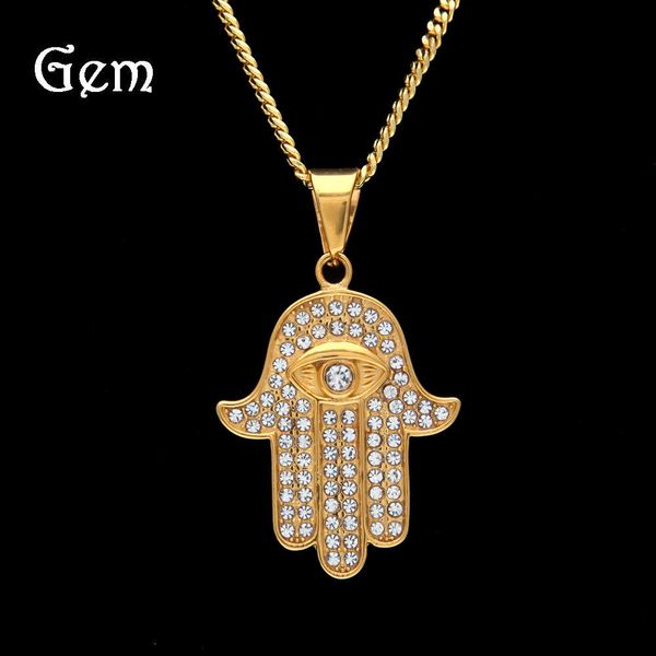 

new fatima hand evil eye stainless steel pendant trend gift accessories, Silver