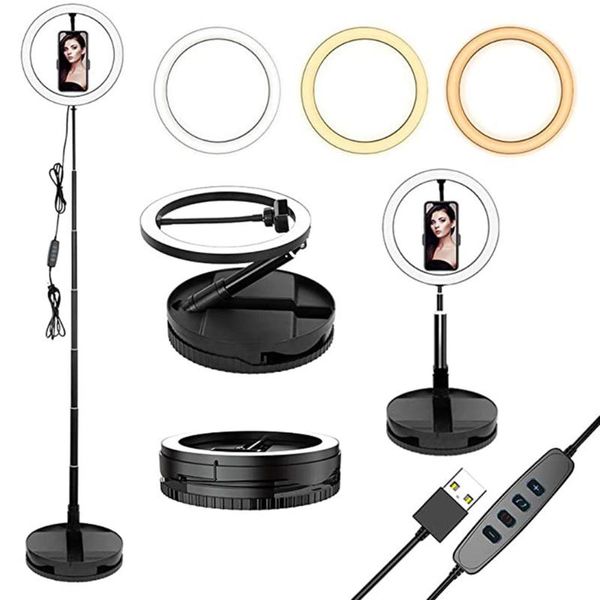 

flash heads foldable led fill light stand selfie ring with tripod mobile phone mini desk for live makeup video
