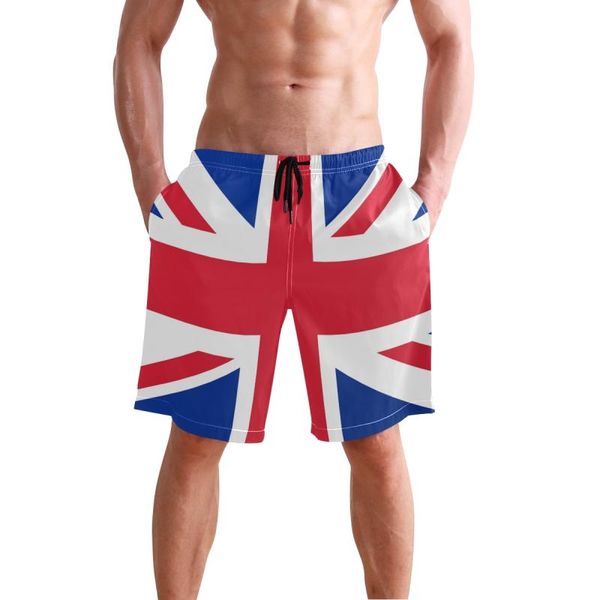 

men's swimwear uk flag prints mens swimming shorts loose summber bermuda masculina surfing board short quick dry elastic waist with poc