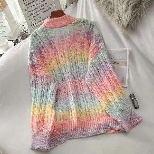 

women's sweaters ebaihui women's knitted jacket, spring knitted, rainbow cardigan, mostly trench-striped cardigan sweater. oz10, White;black