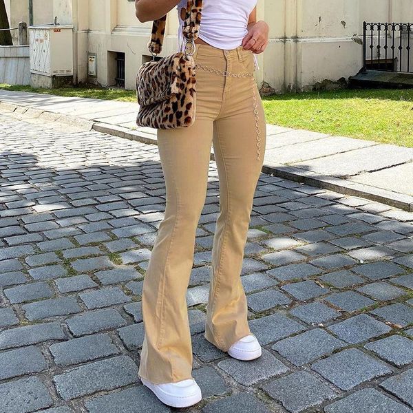 

women's jeans high elastic flared european american skinny retro quality female denim trousers fashion street mopping pants, Blue