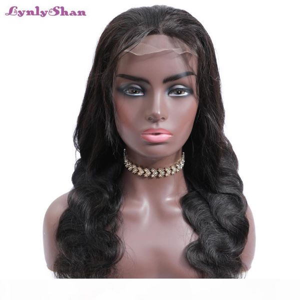 

lylyshan hair brazilian 4*4 lace closure wig body wave human hair wigs for black women remy 150% density lace wig, Black;brown