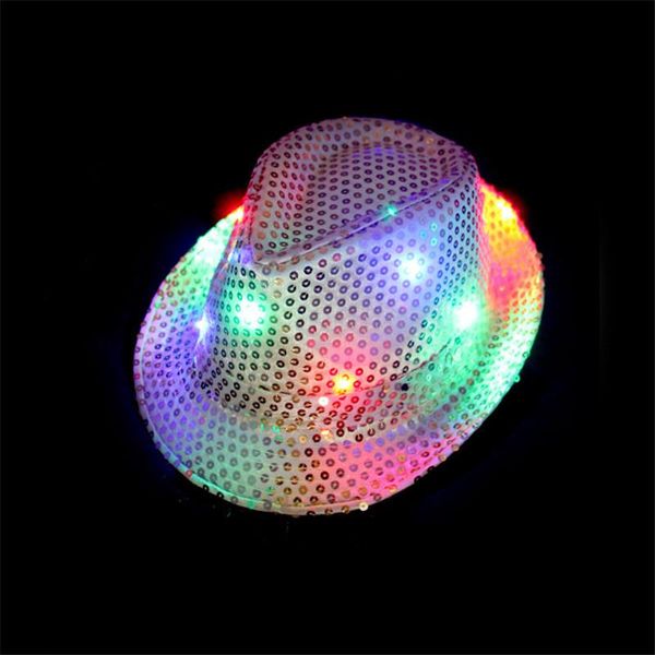 

party hats fashion led flashing sequin fedor colorful luminus glowing dance for halloween show christmas