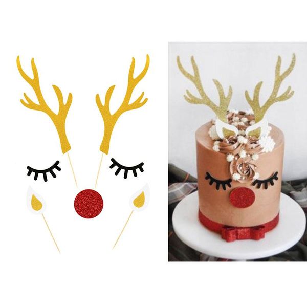 

other event & party supplies 1 set merry christmas cake ers gold deer elk antlers er for year handmade gift decoration