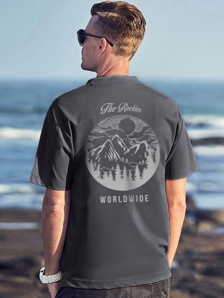 

men mountain & letter graphic tee u8me#, White;black