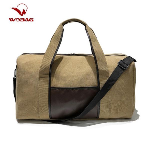 

duffel bags 2021 men duffle bag canvas stitching pu solid color women fitness outdoor trip luggage spacious travel