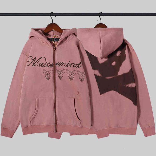 

mastermind - men's women's hoodies, winter clothes, skull and ink paint, large zipper sweater, cardigan mmj, Black